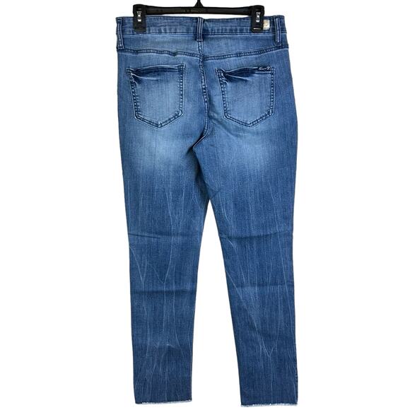Seven7 Jeans Women Size 8 High Rise Slim Straight Blue Stone Wash Raw Hem Denim - Picture 3 of 10